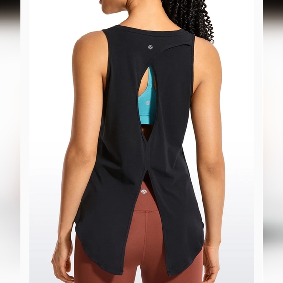 CRZ Yoga Pima Cotton Split Back Black Sleeveless Tank Top NWT XS - Picture 2 of 8